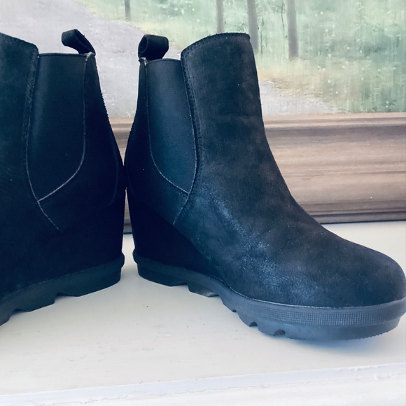 Serra Black Suede Platform Ankle Booties Women’s size 7 City Mod Stylish Career - Picture 8 of 14